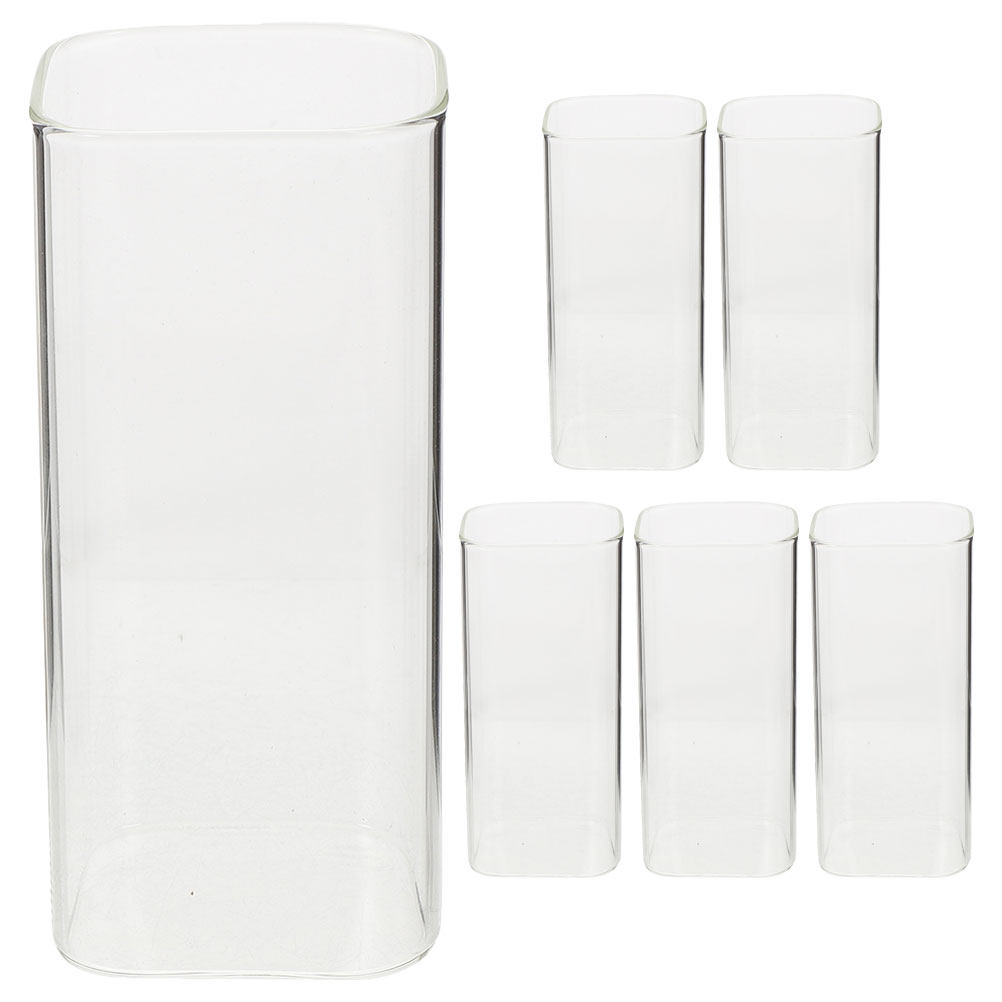 6Pcs Glass Cup Set Clear Squar - Home Bar Set 评论和价格